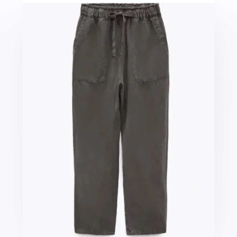 Zara Women’s Navy Straight Leg Relaxed Fit Pants